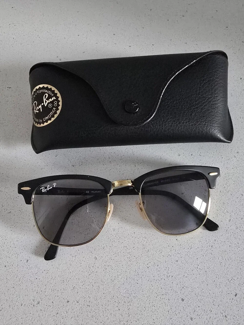 Ray-Ban Polarized Clubmaster Classic Men's Sunglasses - Black/Gold Msrp $244